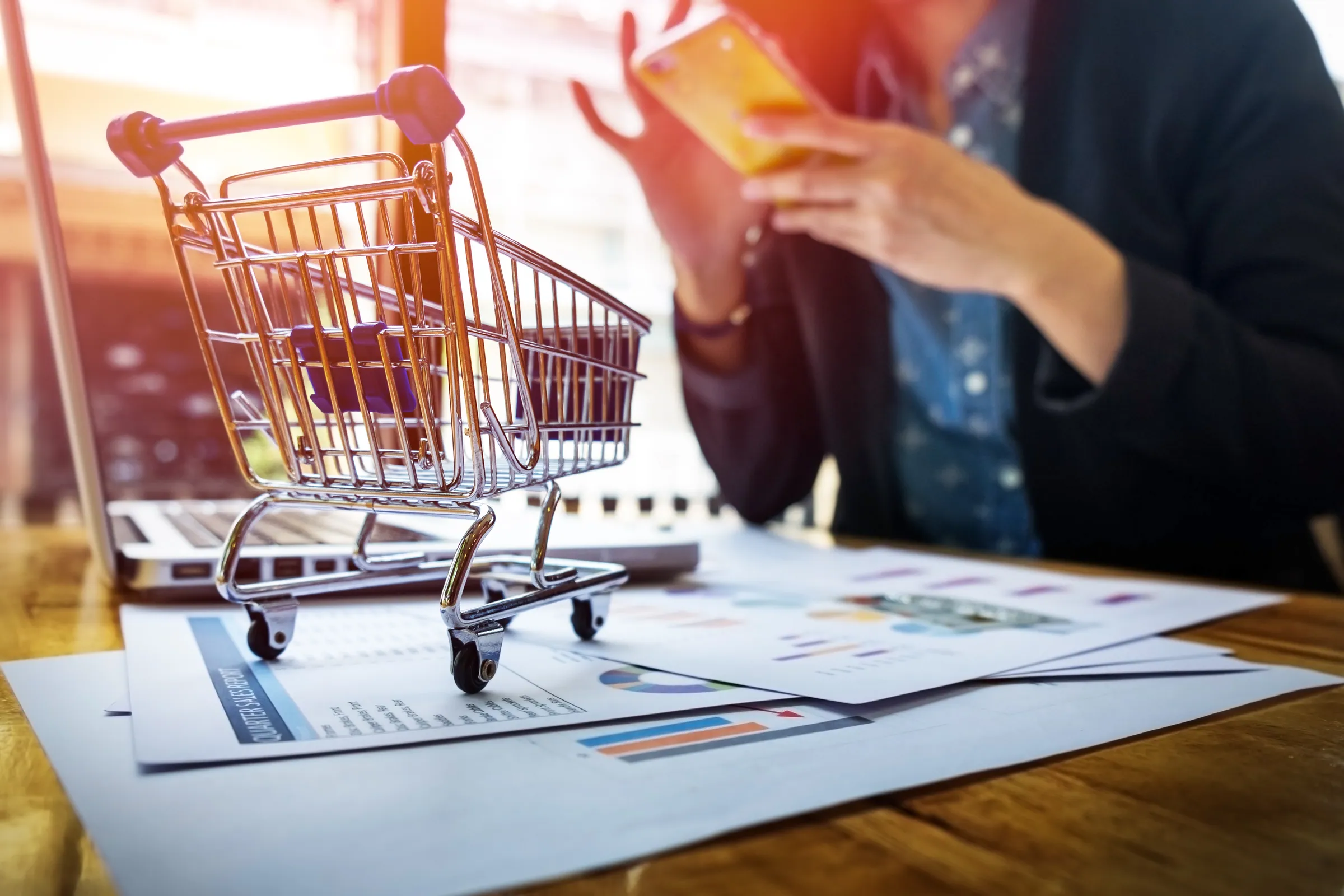 An online order being placed by card, representing the customer and catalogue data retail runs on