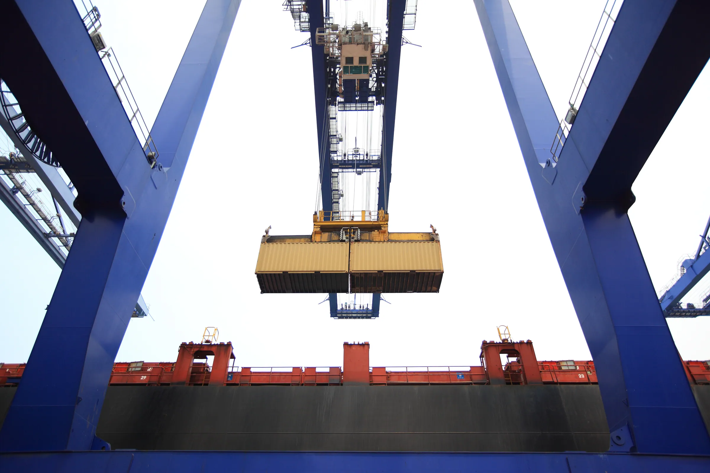 Ship to shore crane lifting a container