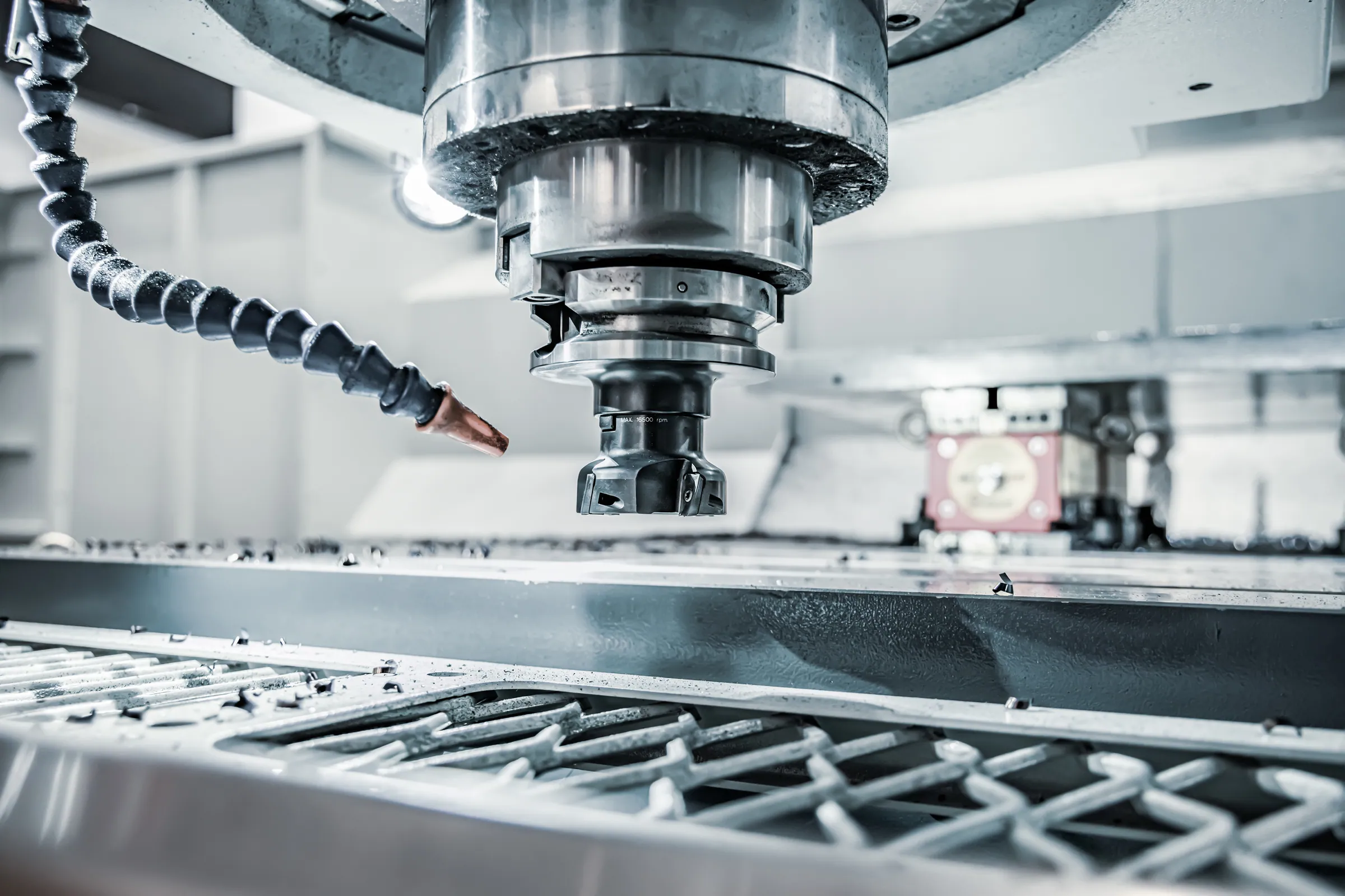 Cnc milling machine cutting metal